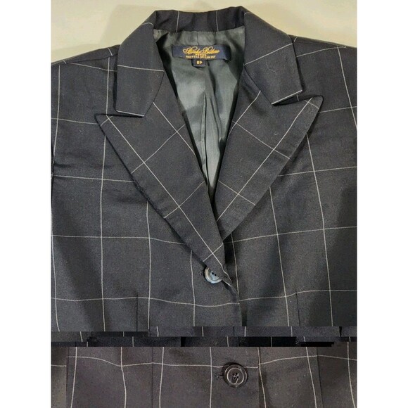 Brooks Brothers Women's Black Blazer White Windowpane Plaid 100% Wool 8P - Picture 3 of 9